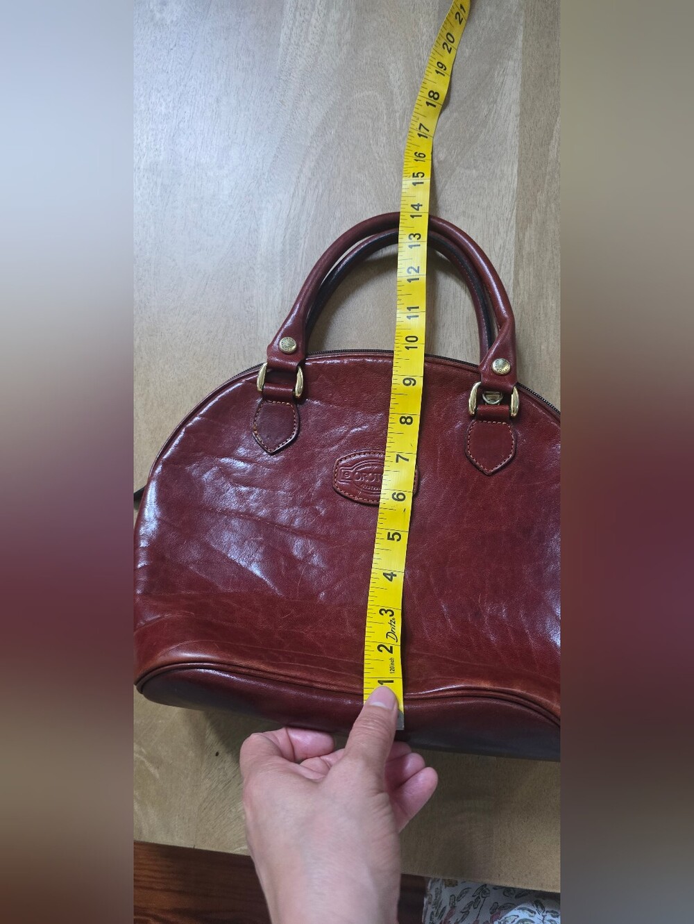 Vintage Oroton Australia Burgundy/Brown Leather Dome Satchel Handbag - Picture 6 of 9